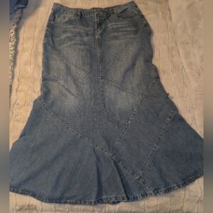 Baccini Long Denim Jean Skirt Maxi Flare